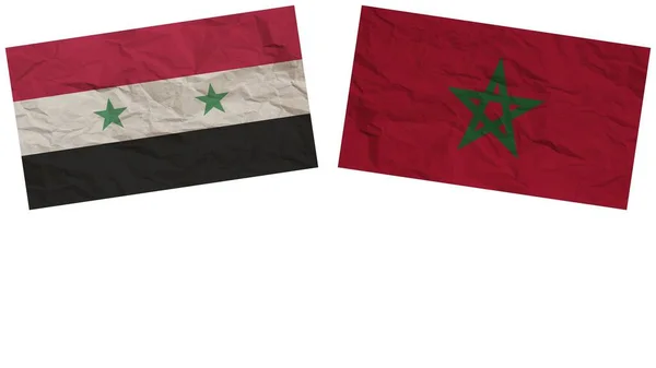 Drapeaux Maroc Syrie Ensemble Illustration Effet Texture Papier — Photo
