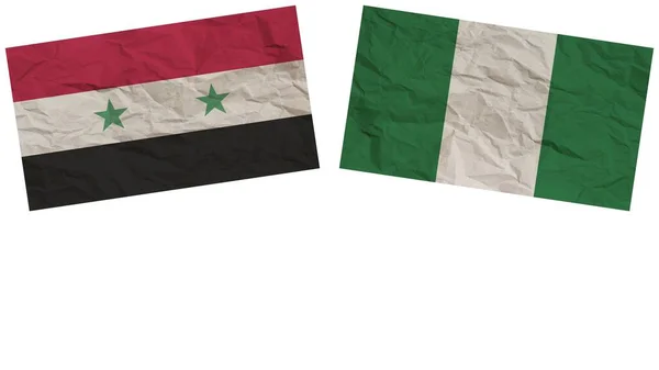 Nigeria Syrië Vlaggen Samen Paper Texture Effect Illustration — Stockfoto