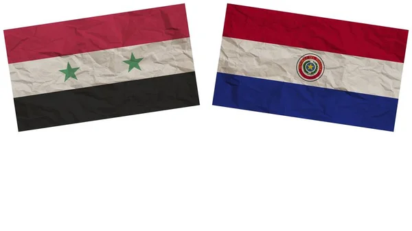 Paraguay Syrië Vlaggen Samen Paper Texture Effect Illustration — Stockfoto
