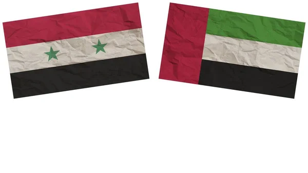 Verenigde Arabische Emiraten Syrië Vlaggen Samen Paper Texture Effect Illustration — Stockfoto