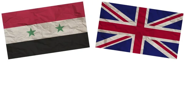 Royaume Uni Syrie Drapeaux Ensemble Papier Texture Effet Illustration — Photo