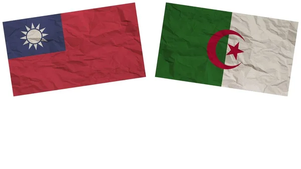 Argelia Taiwán Banderas Juntas Textura Papel Efecto Ilustración —  Fotos de Stock