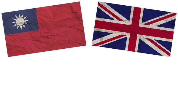 United Kingdom Taiwan Flags Together Paper Texture Effect Illustration — 스톡 사진