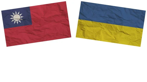 Украйн Тайванські Прапори Разом Ілюстрації Ефекту Текстури Паперу — стокове фото