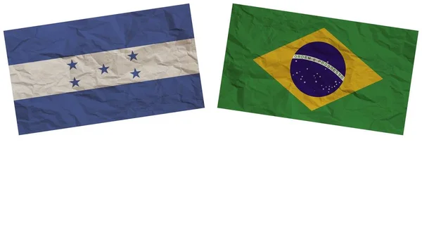 Brasilien Und Honduras Flaggen Zusammen Papier Textur Effekt Illustration — Stockfoto