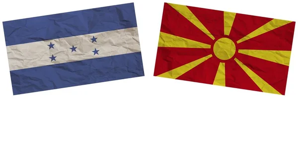 Makedonien Och Honduras Flaggor Tillsammans Paper Texture Effect Illustration — Stockfoto