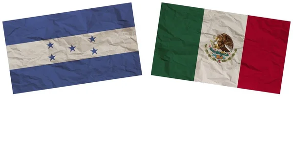 墨西哥和洪都拉斯国旗共同纸张纹理效果图解 — 图库照片