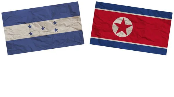 朝鲜和洪都拉斯国旗一起纸制纹理效果图解 — 图库照片