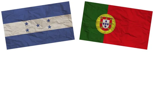 Portugália Honduras Zászlók Együtt Papír Textúra Hatás Illusztráció — Stock Fotó