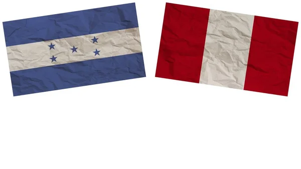 Perú Honduras Banderas Juntas Textura Papel Efecto Ilustración — Foto de Stock