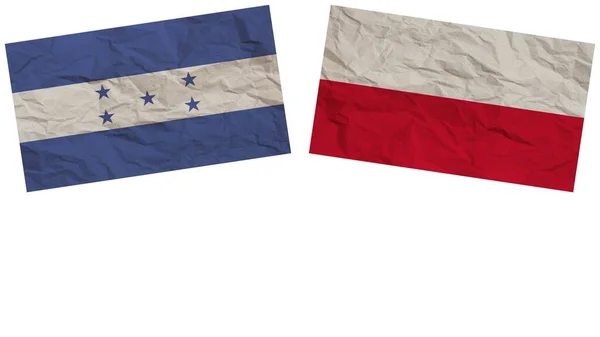 Polonia Honduras Banderas Juntas Textura Papel Efecto Ilustración — Foto de Stock