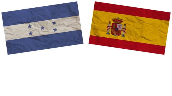 Іспанія Гондурас Прапори Разом Паперу Ефект Текстури Ілюстрація — стокове фото