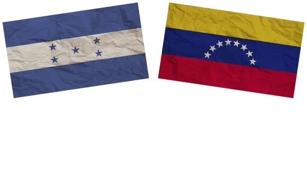 Venezuela Honduras Banderas Juntas Textura Papel Efecto Ilustración — Foto de Stock