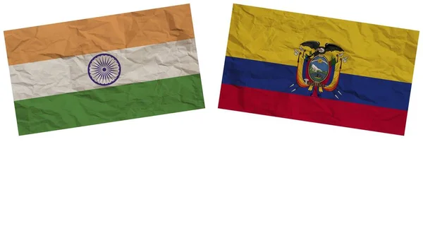 Ecuador India Banderas Juntas Textura Papel Efecto Ilustración — Foto de Stock