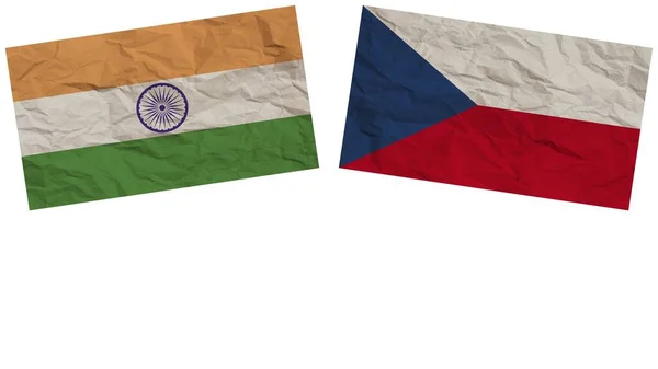 Чеська Республіка Індія Разом Прапори Паперу Ефект Текстури Ілюстрація — стокове фото