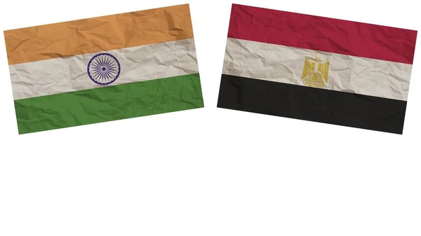 Egypte India Vlaggen Samen Paper Texture Effect Illustration — Stockfoto
