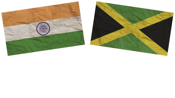 Jamaica Och Indien Flaggor Tillsammans Paper Texture Effect Illustration — Stockfoto