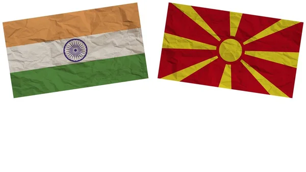 Macedonia India Flags Together Paper Texture Effect Illustration — Stock Photo, Image