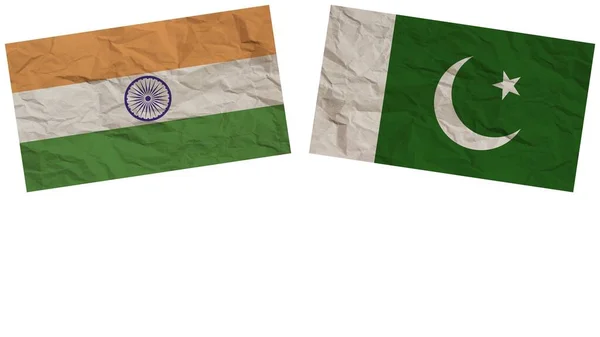 Paquistán India Banderas Juntas Papel Textura Efecto Ilustración —  Fotos de Stock