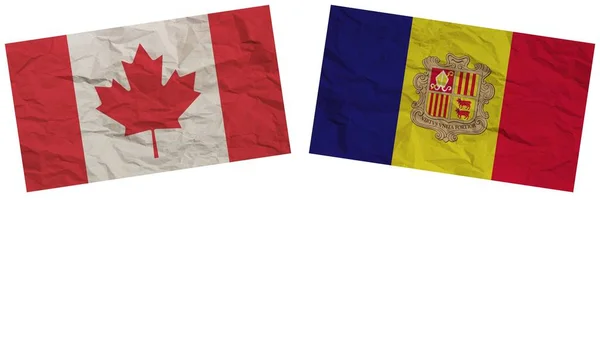 Andorra Kanada Zászlók Együtt Papír Textúra Hatás Illusztráció — Stock Fotó