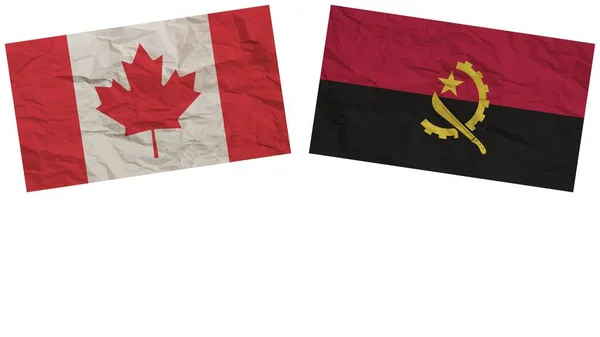 Angola Canada Vlaggen Samen Paper Texture Effect Illustration — Stockfoto