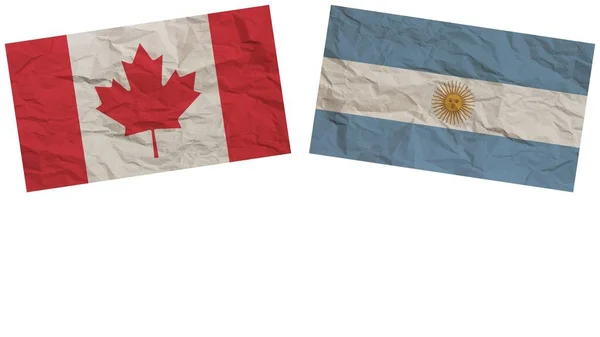 Argentina Canada Прапори Разом Ілюстрації Ефекту Текстури Паперу — стокове фото