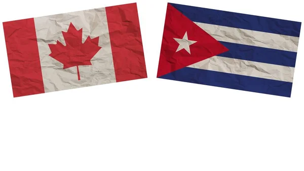 Cuba Canada Drapeaux Ensemble Illustration Effet Texture Papier — Photo