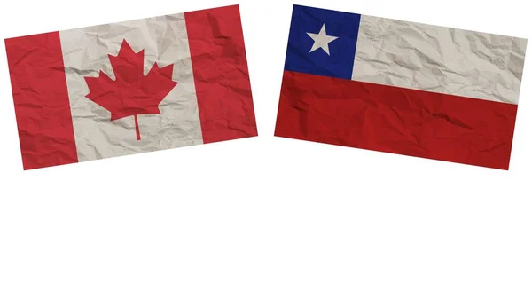 Chile Canadá Banderas Juntas Papel Textura Efecto Ilustración —  Fotos de Stock