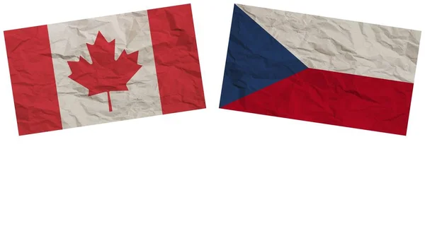 Чеська Республіка Канада Прапори Разом Паперу Ефект Текстури Ілюстрація — стокове фото