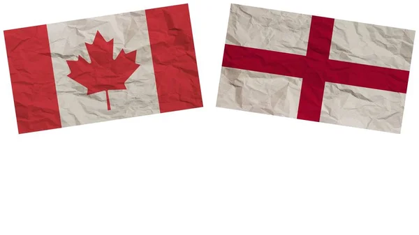 Anglie Kanada Vlajky Společně Papírové Textury Efekt Ilustrace — Stock fotografie