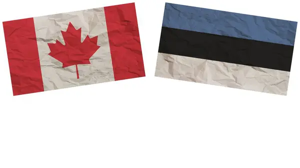 Estland Och Kanada Flaggor Tillsammans Paper Texture Effect Illustration — Stockfoto