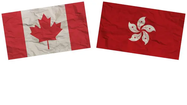 Hong Kong Canada Flags Together Paper Texture Effect Illustration — Stock Photo, Image