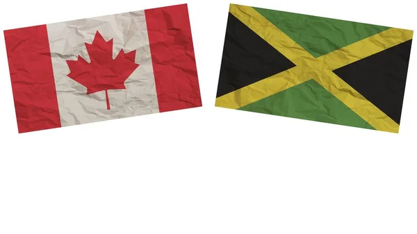 牙买加和加拿大国旗共同纸张纹理效果图解 — 图库照片