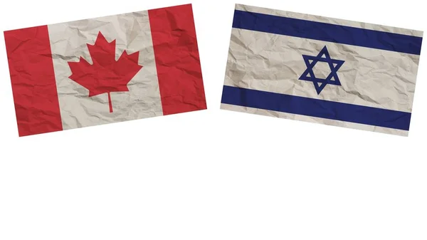 Israël Canada Vlaggen Samen Paper Texture Effect Illustration — Stockfoto