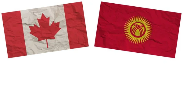 Kirgizië Canada Vlaggen Samen Paper Texture Effect Illustration — Stockfoto