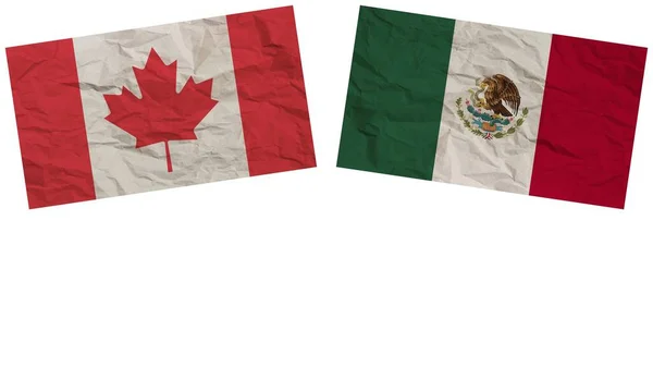 墨西哥和加拿大国旗共同纸张纹理效果图解 — 图库照片