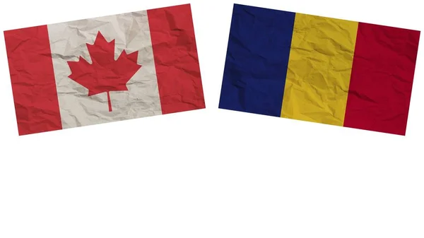 Romênia Canadá Bandeiras Juntas Ilustração Efeito Textura Papel — Fotografia de Stock