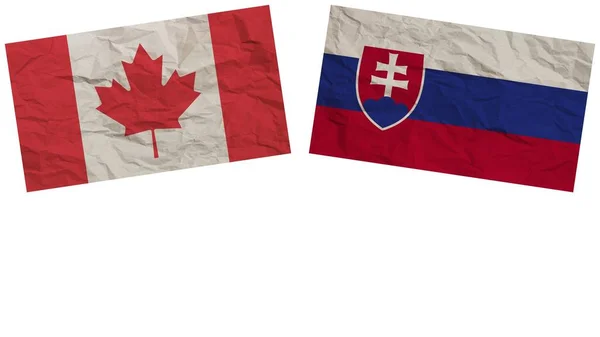 Словаччина Канада Прапори Разом Паперу Ефект Текстури Ілюстрації — стокове фото