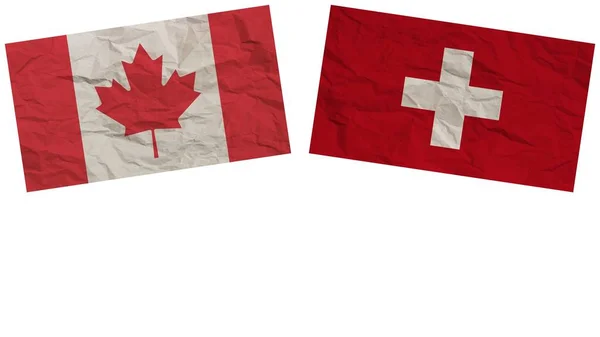 Švýcarsko Kanada Vlajky Společně Papírové Textury Efekt Ilustrace — Stock fotografie