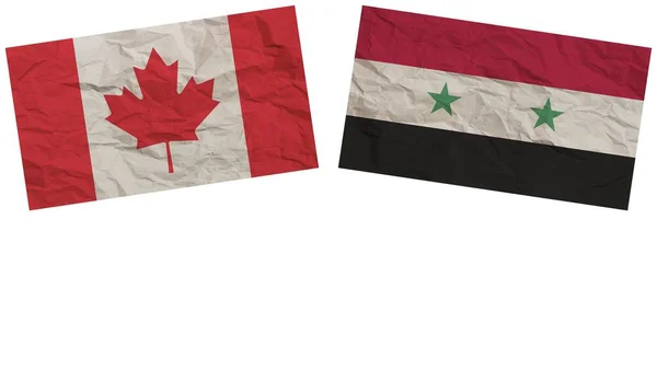 Syrie Canada Drapeaux Ensemble Illustration Effet Texture Papier — Photo