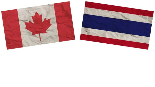 Thaiföld Kanada Zászlók Együtt Papír Textúra Hatás Illusztráció — Stock Fotó
