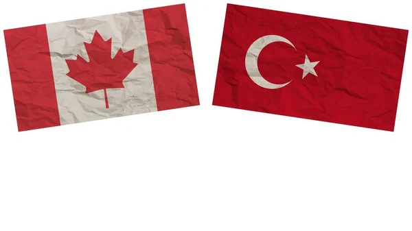 Türkei Und Kanada Beflaggen Gemeinsam Papier Textur Effekt Illustration — Stockfoto