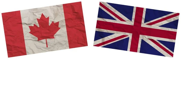 Royaume Uni Canada Drapeaux Ensemble Illustration Effet Texture Papier — Photo