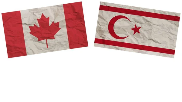 Noord Cyprus Canada Vlaggen Samen Paper Texture Effect Illustration — Stockfoto