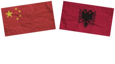 Arnavutluk ve Çin Kağıt Doku İllüstrasyonunda Birlikte Bayraklar Etti