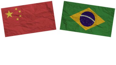 Brezilya ve Çin, Kağıt Doku İllüstrasyonunda Birlikte Bayraklar