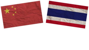 Tayland ve Çin Bayrakları Kağıt Doku Etkisi İllüstrasyonu