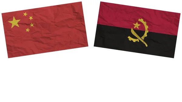 Angola China Banderas Juntas Papel Textura Efecto Ilustración —  Fotos de Stock