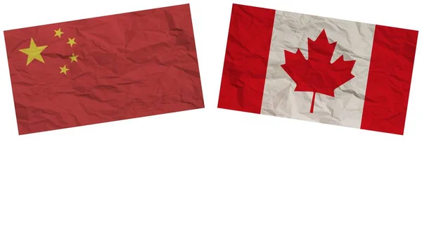 Canada China Прапори Разом Ілюстрації Ефекту Текстури Паперу — стокове фото