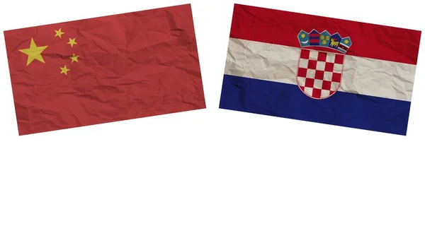 Croatia China Flags Together Paper Texture Effect Illustration — Fotografia de Stock